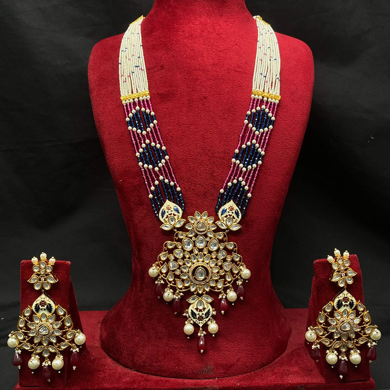 Amoliya Jewels Gold Plated Polki Kundan And Pearls Necklace Set