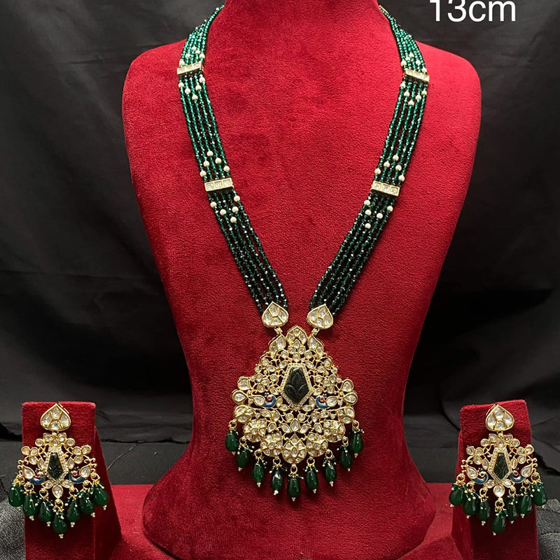 Amoliya Jewels Gold Plated Polki Kundan And Beads Necklace Set