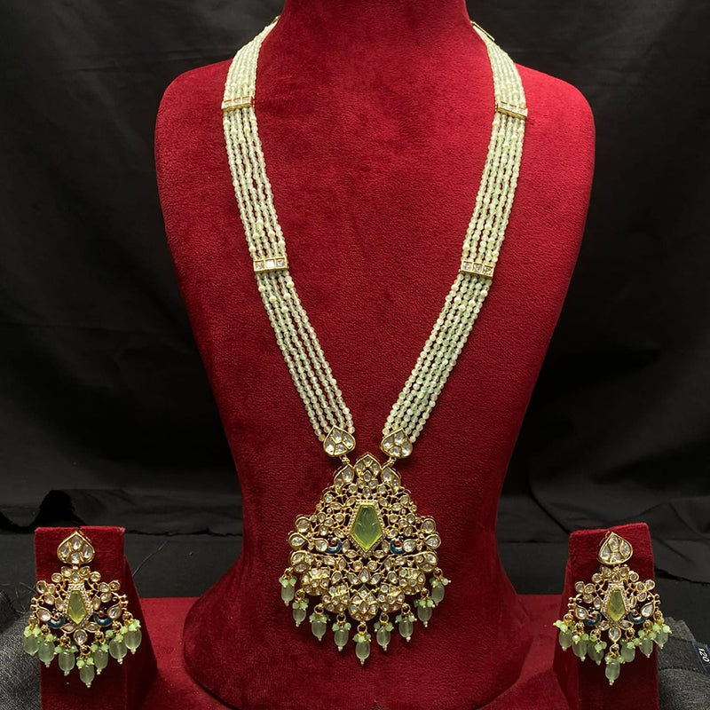 Amoliya Jewels Gold Plated Polki Kundan And Beads Necklace Set