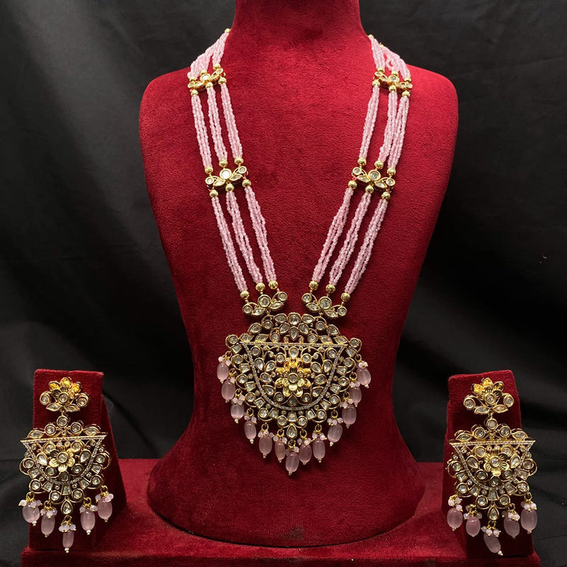 Amoliya Jewels Gold Plated Polki Kundan And Beads Necklace Set