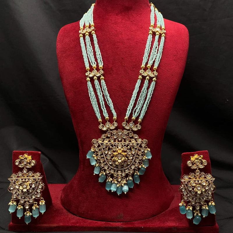 Amoliya Jewels Gold Plated Polki Kundan And Beads Necklace Set