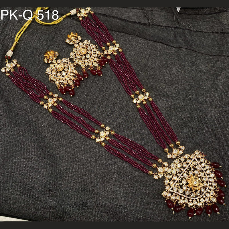 Amoliya Jewels Gold Plated Polki Kundan And Beads Necklace Set