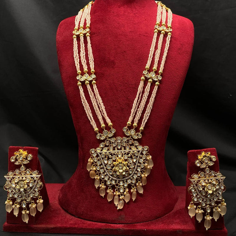 Amoliya Jewels Gold Plated Polki Kundan And Beads Necklace Set