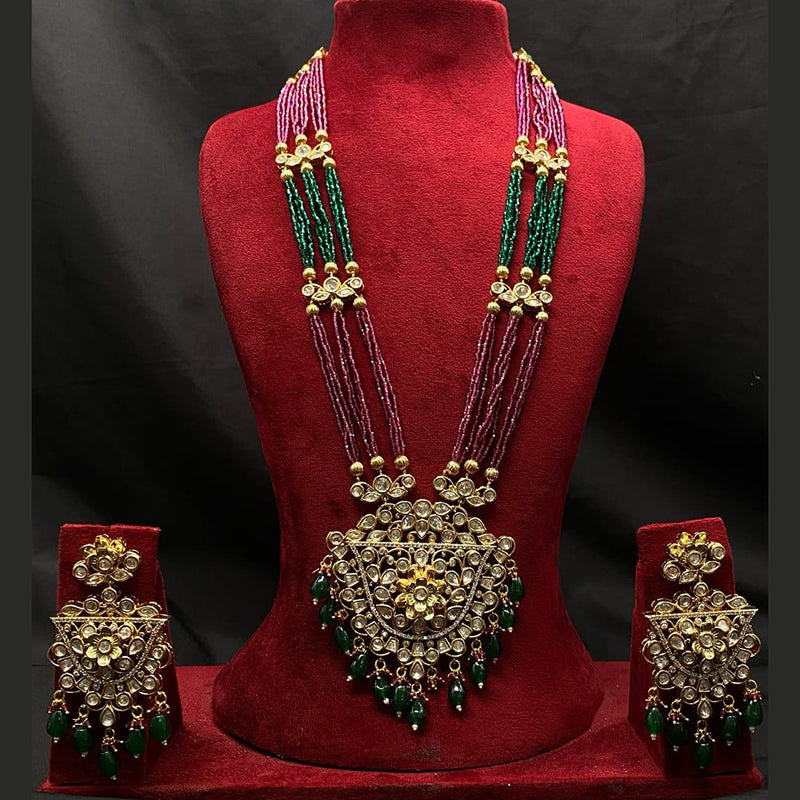 Amoliya Jewels Gold Plated Polki Kundan And Beads Necklace Set