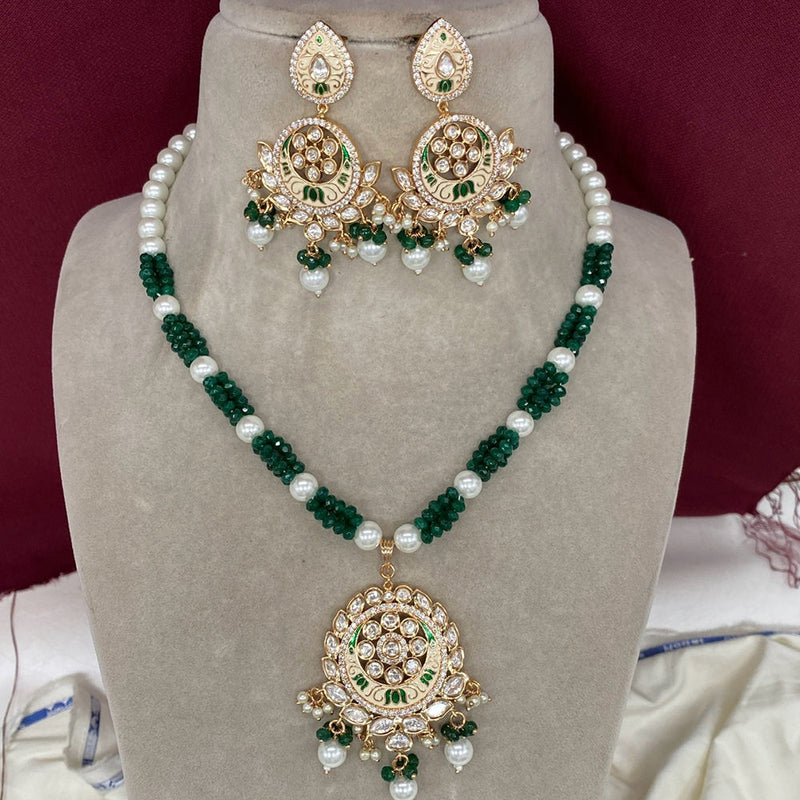 Amoliya Jewels Gold Plated Polki Kundan Meenakari And Pearls Necklace Set