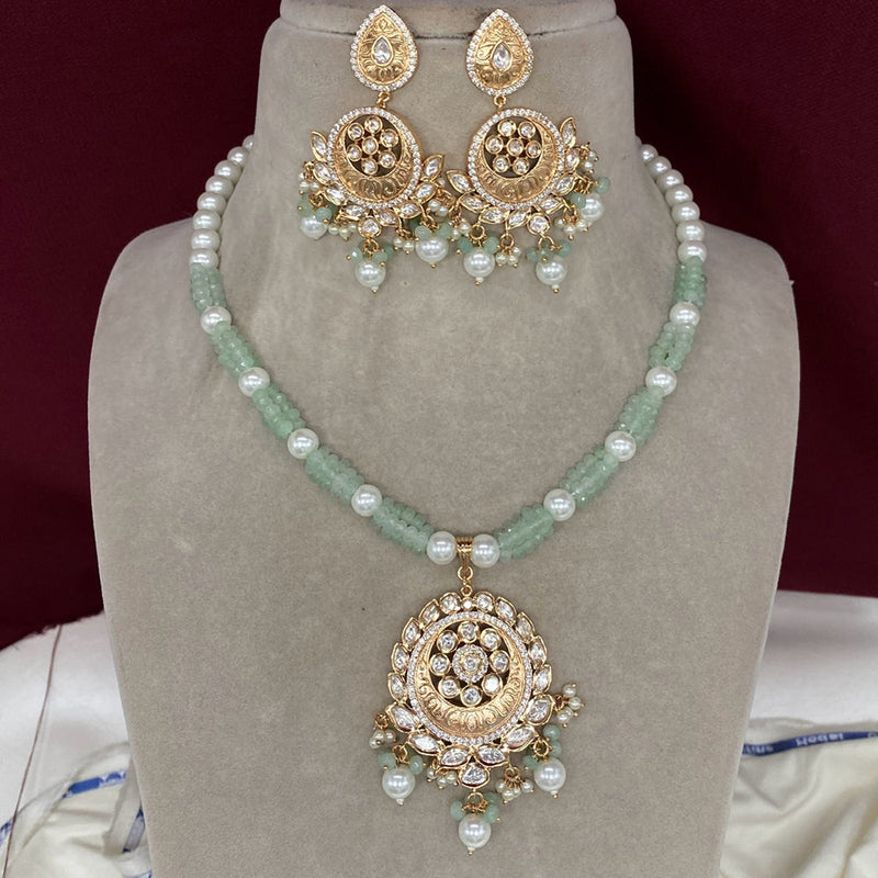 Amoliya Jewels Gold Plated Polki Kundan  And Pearls Necklace Set