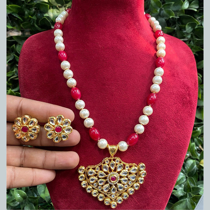 Amoliya Jewels Gold Plated Polki Kundan And Beads Necklace Set