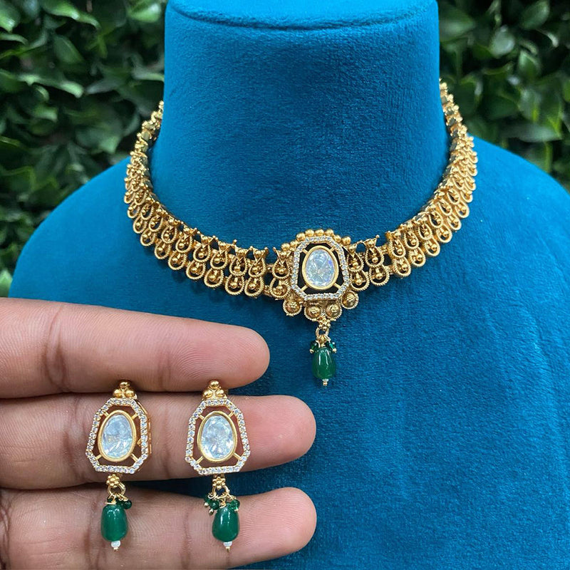 Amoliya Jewels Gold Plated Polki Kundan Choker Necklace Set