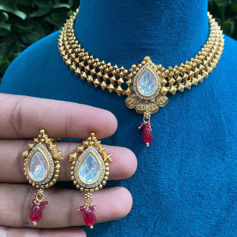 Amoliya Jewels Gold Plated Polki Kundan Choker Necklace Set