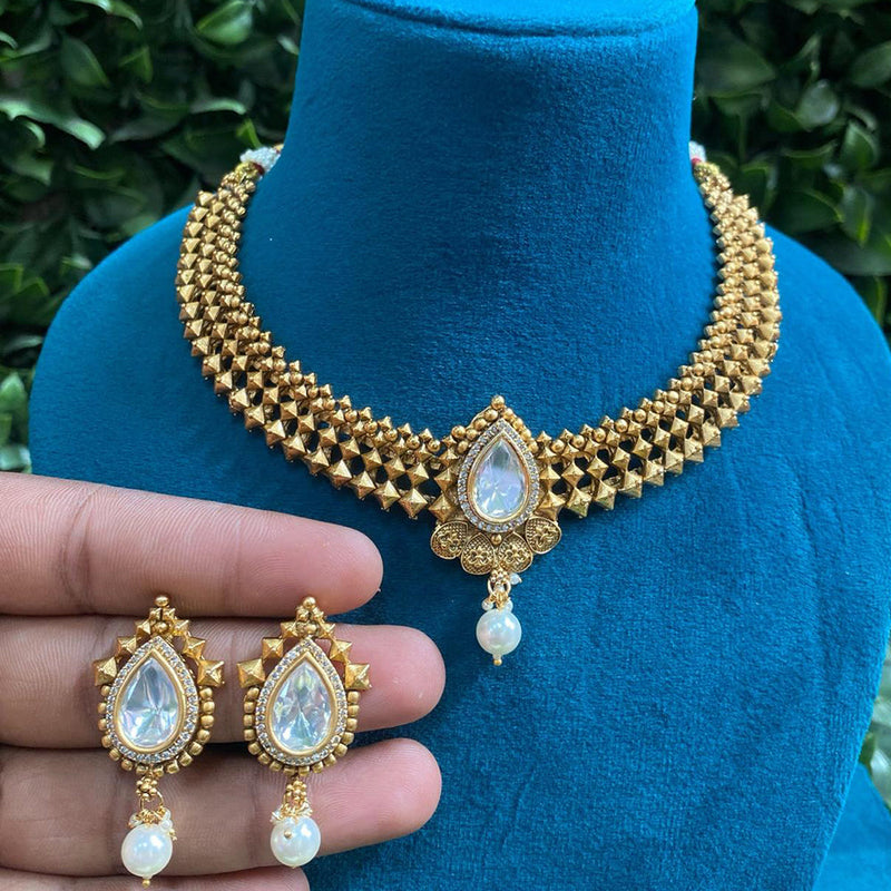 Amoliya Jewels Gold Plated Polki Kundan Choker Necklace Set