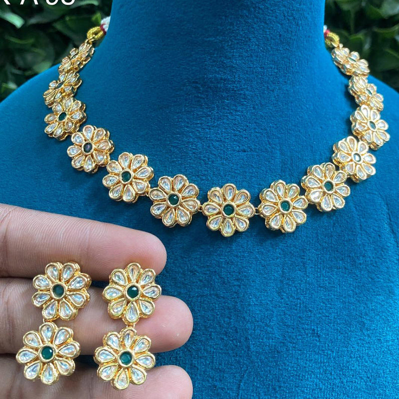 Amoliya Jewels Gold Plated Polki Kundan Necklace Set