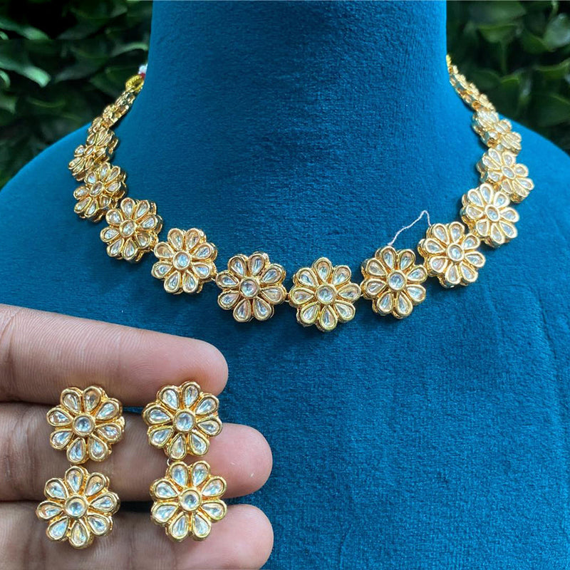 Amoliya Jewels Gold Plated Polki Kundan Necklace Set