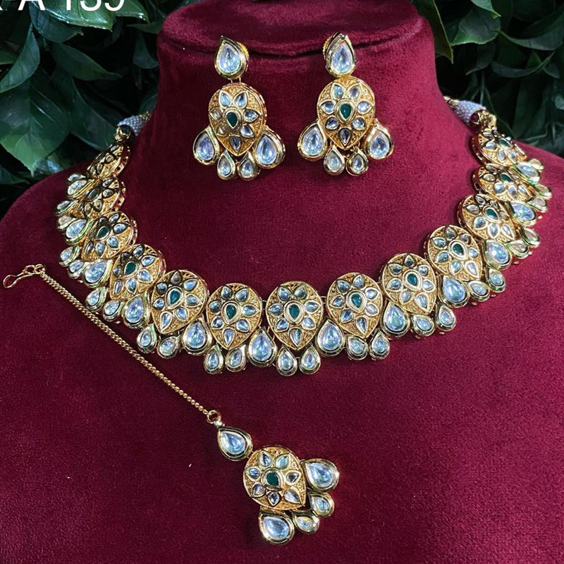 Amoliya Jewels Gold Plated Polki Kundan Necklace Set