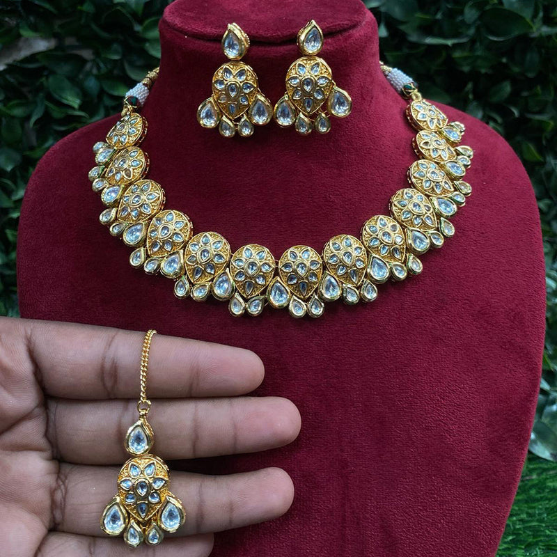 Amoliya Jewels Gold Plated Polki Kundan Necklace Set