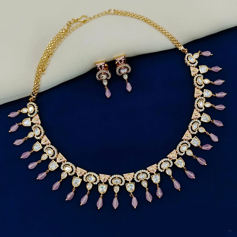 Amoliya Jewels Gold Plated Polki Kundan And Beads Necklace Set