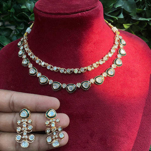 Amoliya Jewels Gold Plated Polki Kundan Necklace Set