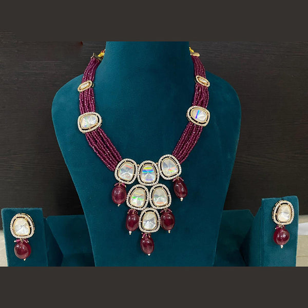 Amoliya Jewels Gold Plated Polki Kundan And Beads Necklace Set