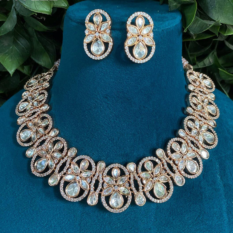 Amoliya Jewels Gold Plated Polki Kundan Necklace Set