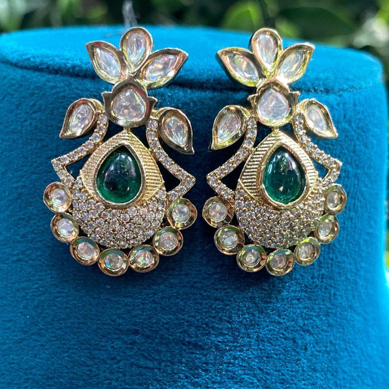 Amoliya Jewels Gold Plated Polki Kundan Dangler Earrings