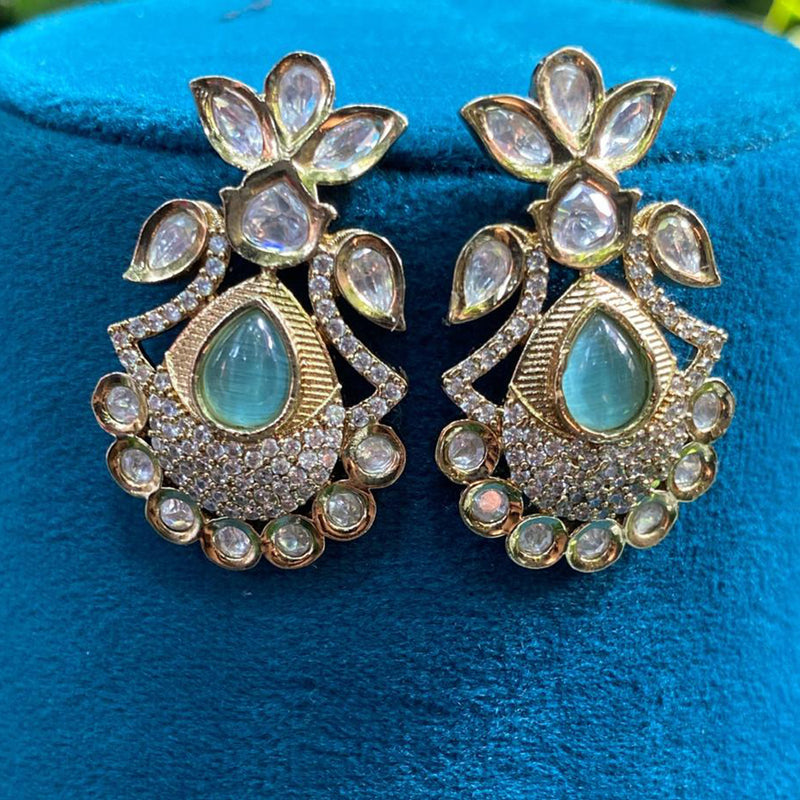 Amoliya Jewels Gold Plated Polki Kundan Dangler Earrings