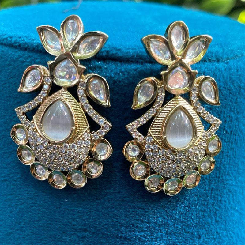 Amoliya Jewels Gold Plated Polki Kundan Dangler Earrings