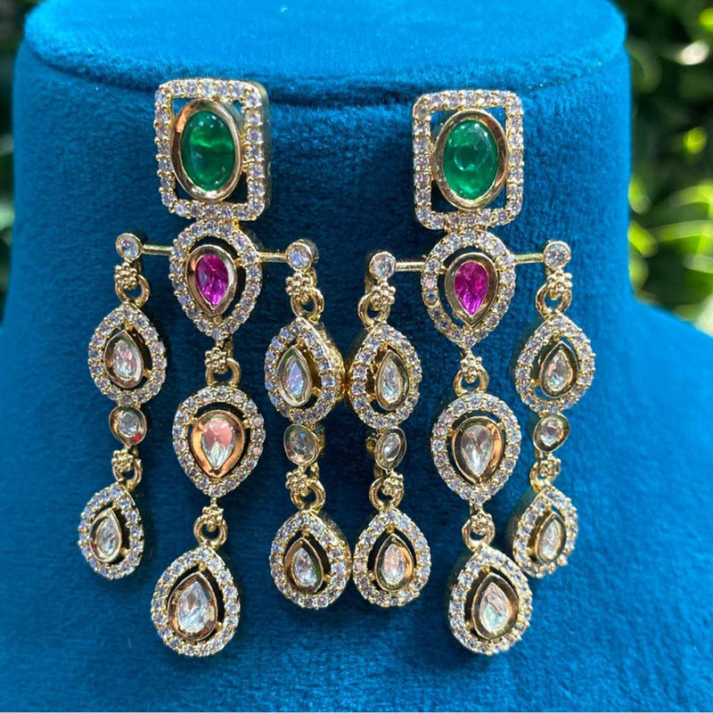 Amoliya Jewels Gold Plated Polki Kundan Dangler Earrings