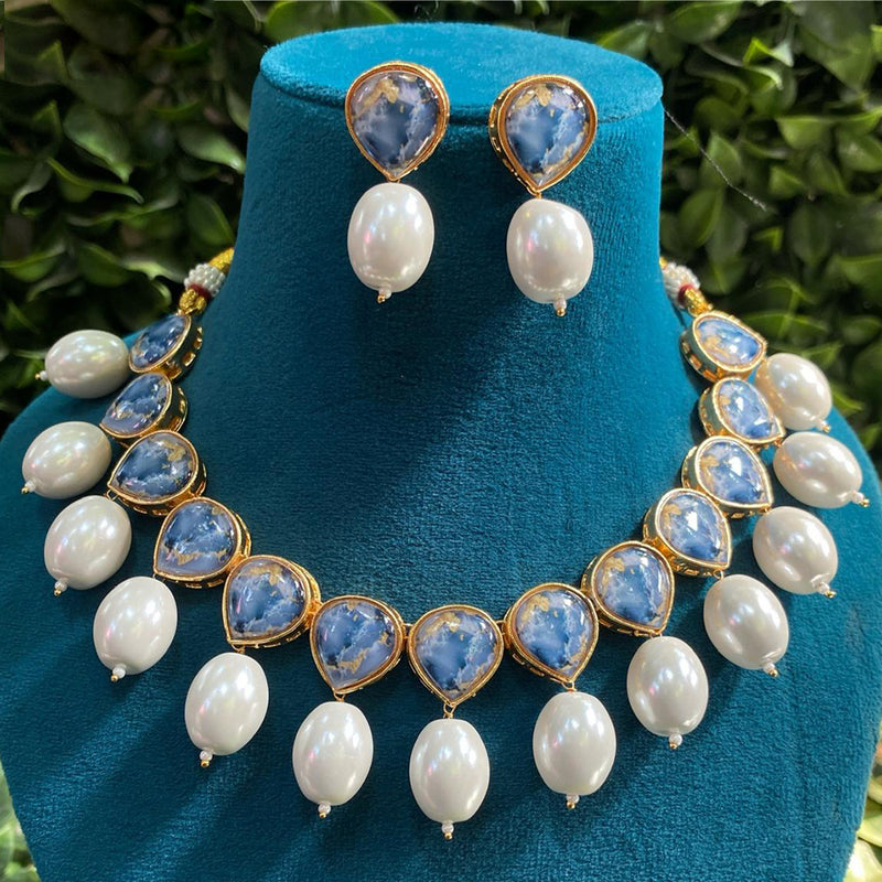 Amoliya Jewels Gold Plated Resin Stone Necklace Set