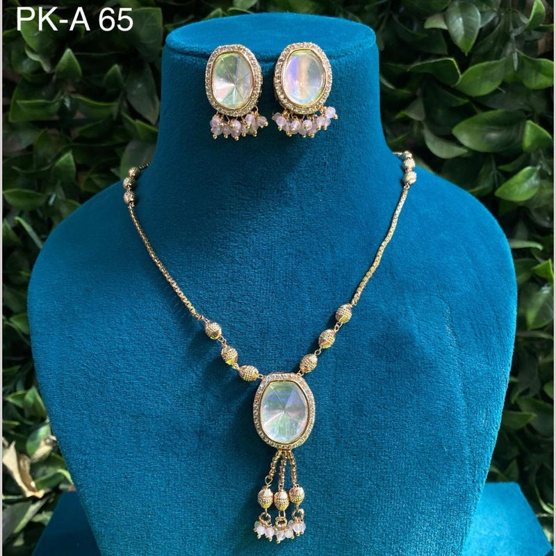 Amoliya Jewels Gold Plated Polki Kundan Stone And Pearls Necklace Set