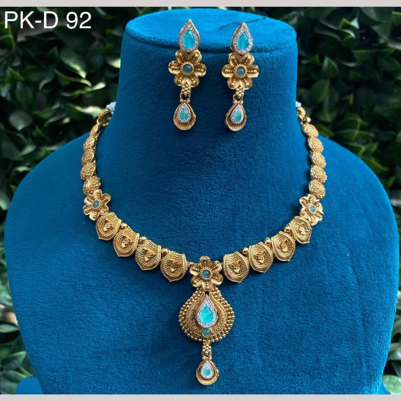 Amoliya Jewels Gold Plated Pota Stone Meenakari Necklace Set