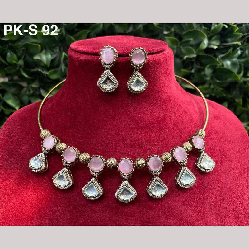 Amoliya Jewels Gold Plated Polki Kundan Stone Choker Necklace Set