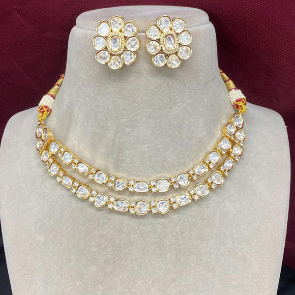 Amoliya Jewels Gold Plated Polki Kundan Stone Choker Necklace Set