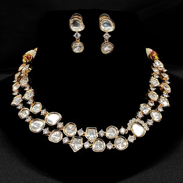 Amoliya Jewels Gold Plated Polki Kundan Stone Necklace Set