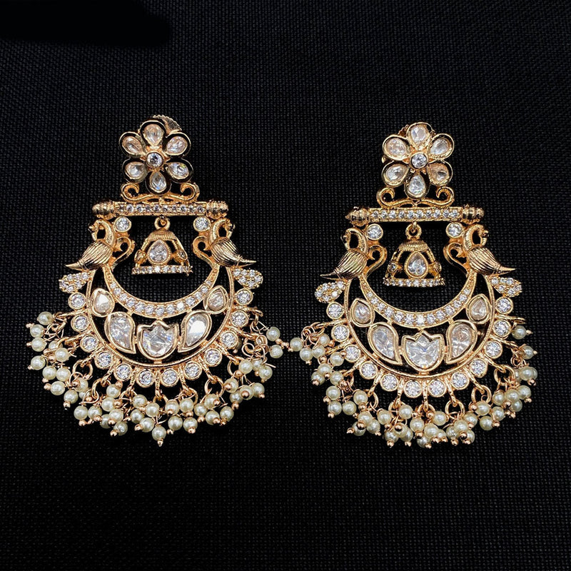 Amoliya Jewels Gold Plated Polki Kundan Stone And Beads Dangler Earrings