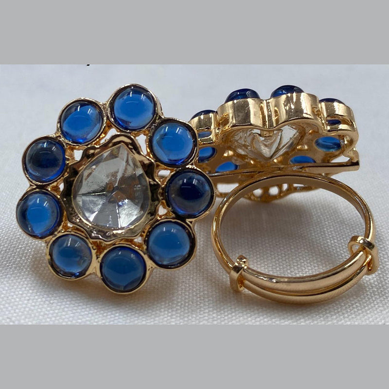 Amoliya Jewels Gold Plated Crystal Stone Rings