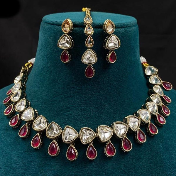 Amoliya Jewels Gold Plated Crystal Stone Necklace Set