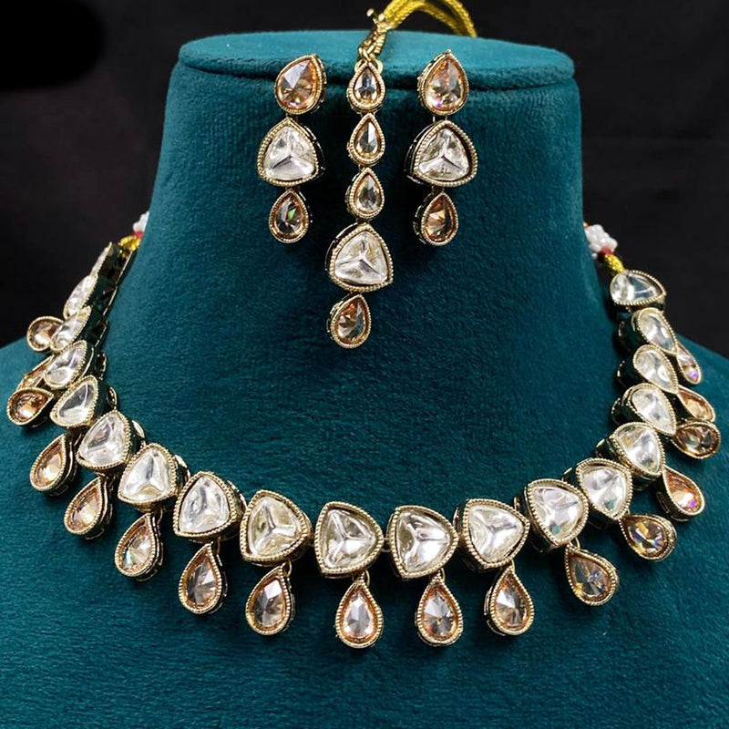 Amoliya Jewels Gold Plated Crystal Stone Necklace Set