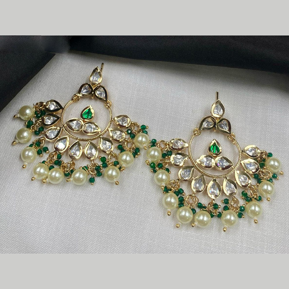 Amoliya Jewels Gold Plated Polki Kundan Stone And Pearls Dangler Earrings