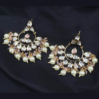 Amoliya Jewels Gold Plated Polki Kundan Stone And Pearls Dangler Earrings