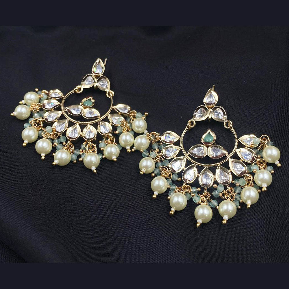 Amoliya Jewels Gold Plated Polki Kundan Stone And Pearls Dangler Earrings