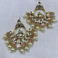 Amoliya Jewels Gold Plated Polki Kundan Stone And Pearls Dangler Earrings