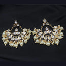 Amoliya Jewels Gold Plated Polki Kundan Stone And Pearls Dangler Earrings