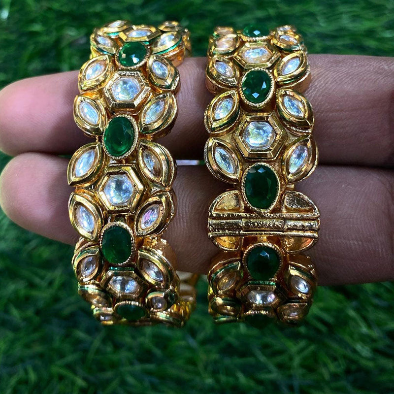 Amoliya Jewels Gold Plated Polki Kundan Stone Openable Bangles Set