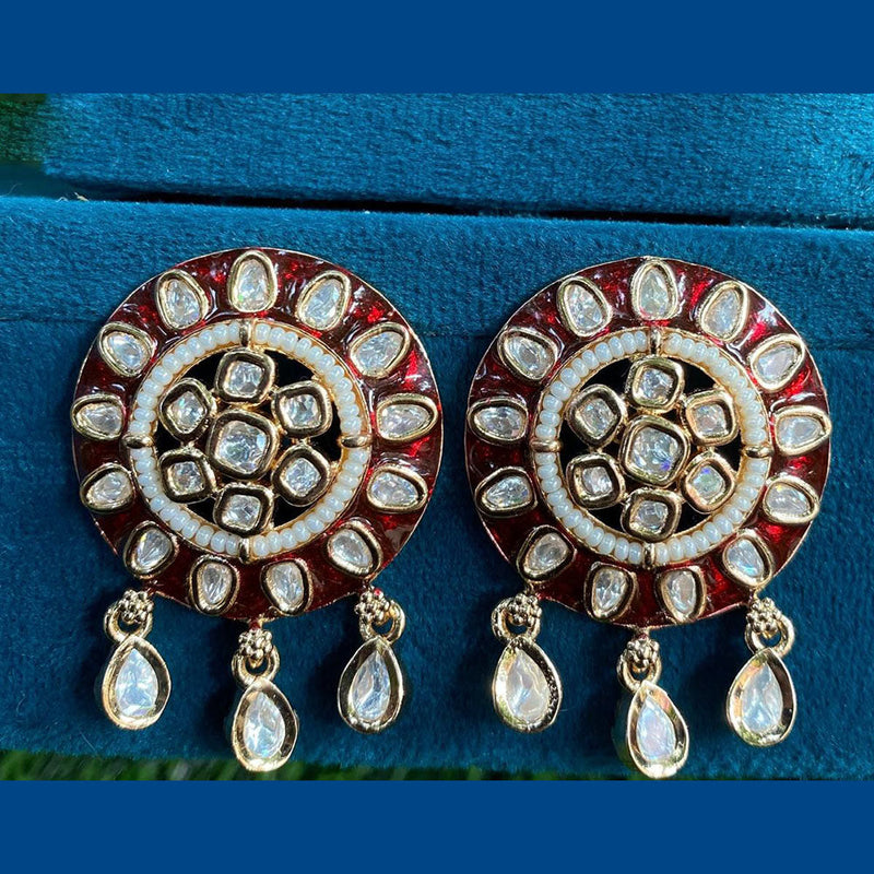 Amoliya Jewels Gold Plated Polki Kundan And Meenakari Dangler Earrings