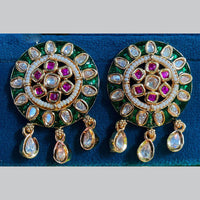 Amoliya Jewels Gold Plated Polki Kundan And Meenakari Dangler Earrings