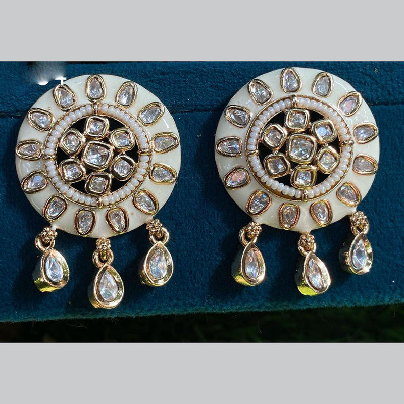 Amoliya Jewels Gold Plated Polki Kundan And Meenakari Dangler Earrings