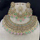 Amoliya Jewels Gold Plated Crystal Stone And Beads Necklace Set