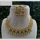 Amoliya Jewels Gold Plated  Pota Stone  Necklace Set