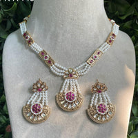 Amoliya Jewels Gold Plated Polki Kundan And Pearl Necklace Set