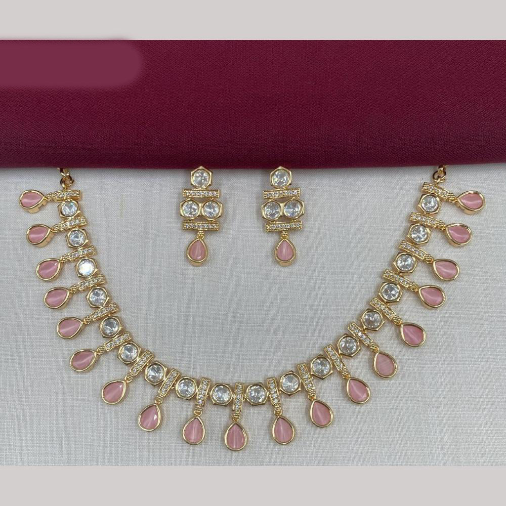 Amoliya Jewels Gold Plated Polki Kundan Necklace Set