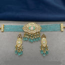 Amoliya Jewels Gold Plated Polki Kundan And Beads Meenakari Choker Necklace Set